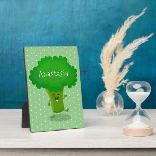 Niedliche Kawaii tanzende Broccoli Cartoon-Abbildu Fotoplatte
