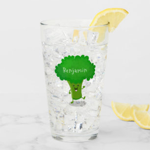 Niedliche Kawaii tanzende Broccoli Cartoon-Abbildu Glas