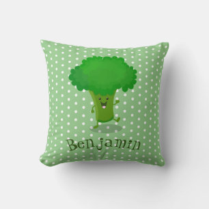 Niedliche Kawaii tanzende Broccoli Cartoon-Abbildu Kissen