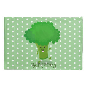 Niedliche Kawaii tanzende Broccoli Cartoon-Abbildu Kissenbezug
