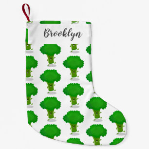Niedliche Kawaii tanzende Broccoli Cartoon-Abbildu Kleiner Weihnachtsstrumpf