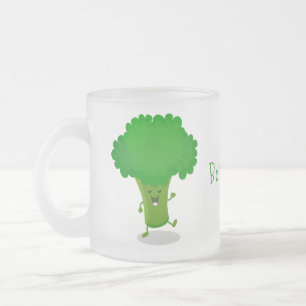 Niedliche Kawaii tanzende Broccoli Cartoon-Abbildu Mattglastasse