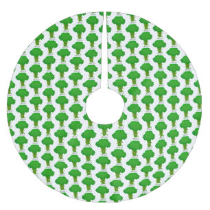 Niedliche Kawaii tanzende Broccoli Cartoon-Abbildu Polyester Weihnachtsbaumdecke