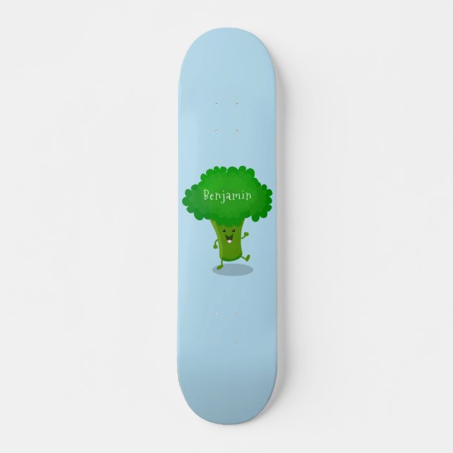 Niedliche Kawaii tanzende Broccoli Cartoon-Abbildu Skateboard (Vorne)