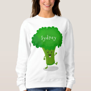 Niedliche Kawaii tanzende Broccoli Cartoon-Abbildu Sweatshirt