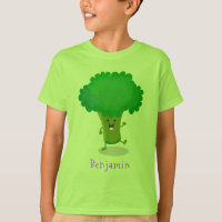 Niedliche Kawaii tanzende Broccoli Cartoon-Abbildu