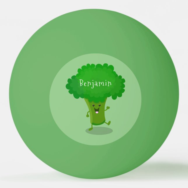 Niedliche Kawaii tanzende Broccoli Cartoon-Abbildu Tischtennisball (Vorderseite)