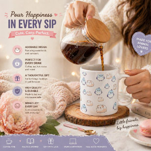 Niedliche Kawaii-Vögel und Guinea Schweine.Kawaii- Jumbo-Tasse