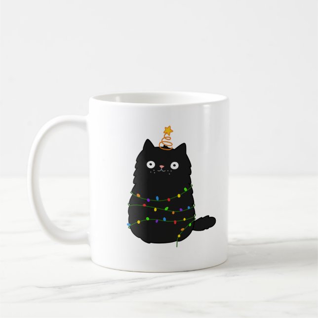 Niedliche Kawaii-Weihnachtskatze Kaffeetasse (Links)