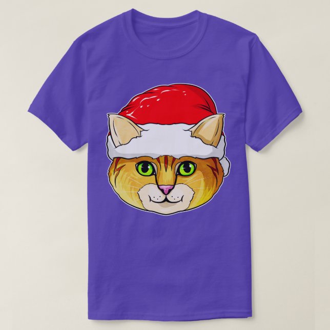 Niedliche Kawaii Weihnachtskatze mit Santas Hat Fo T-Shirt (Design vorne)