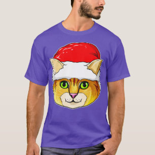 Niedliche Kawaii Weihnachtskatze mit Santas Hat Fo T-Shirt