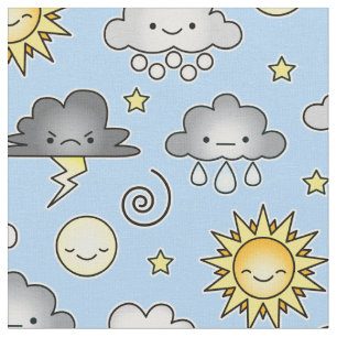 Niedliche Kawaii-Wetterwolken Stoff