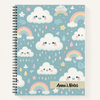 Niedliche Kawaii Wolken und Rainbows Blau Personal Notizbuch