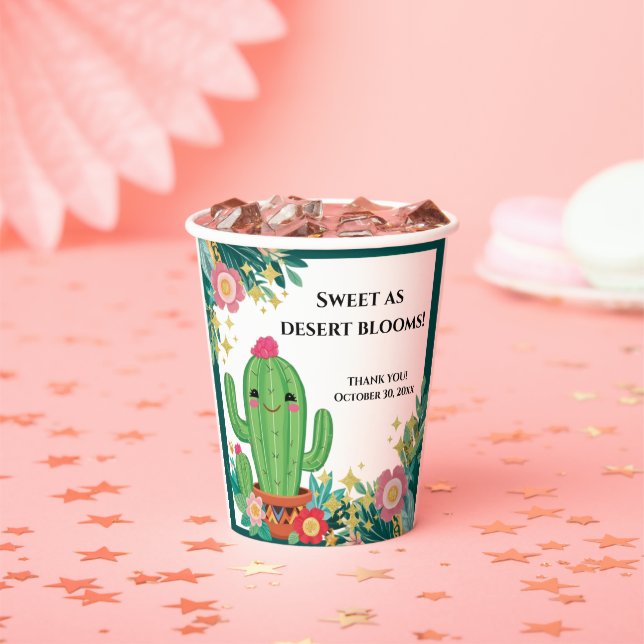 Niedliche Kawaii Wüste Bloom Floral Cactus Baby Du Pappbecher (Insitu)