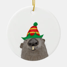 Niedliche Keramik des Erdhogs Weihnachtsbaumdekora Ornament