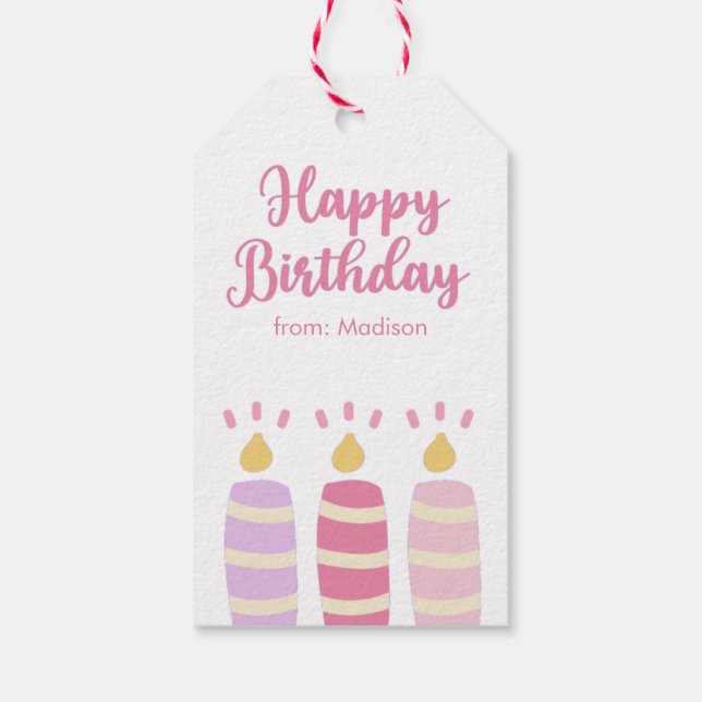Niedliche Kerzen Personalisiert Happy Birthday Geschenkanhänger (Rückseite)