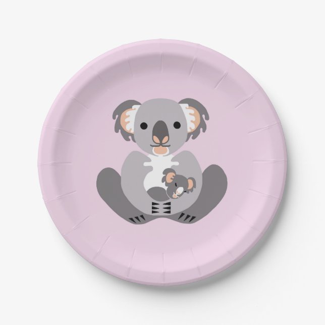 Niedliche Keule - KOALA - Australien - Rosa Pappteller (Vorderseite)