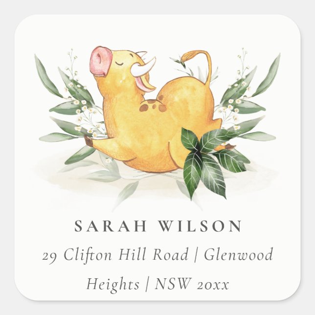 Niedliche Kids-Adresse der Hobbyhütte Quadratischer Aufkleber (Vorderseite)