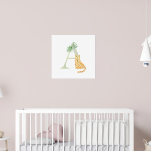 Niedliche Kids Animal Letter A Tiger Monogramm Kin Poster