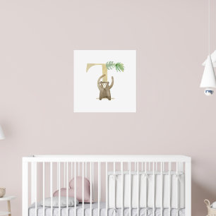 Niedliche Kids Animal MONKEY Monogram T Kinderzimm Poster