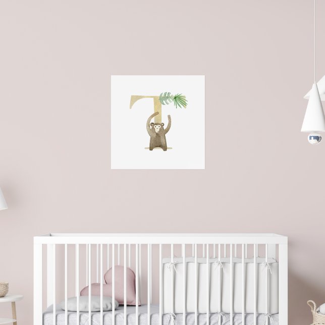 Niedliche Kids Animal MONKEY Monogram T Kinderzimm Poster (Kinderzimmer 2)