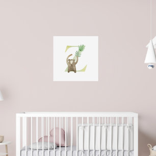 Niedliche Kids Animal MONKEY Monogram Z Kinderzimm Poster