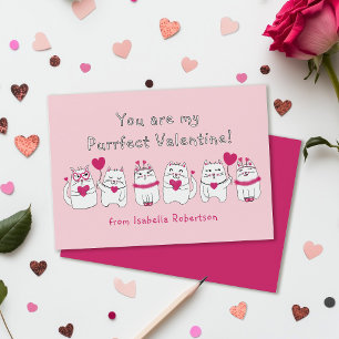 Niedliche Kid's Classroom Valentine's Day Cats Pin Mitteilungskarte