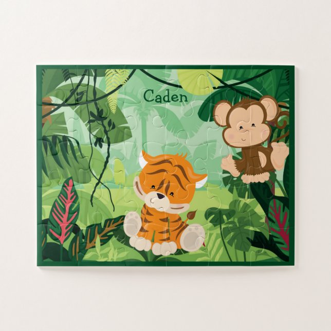 Niedliche Kids Dschungel Tiger Affe Puzzle (Horizontal)