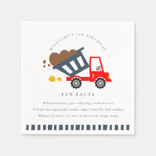 Niedliche Kids Dump Truck jedes Alter Geburtstag S Serviette