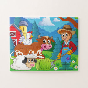Niedliche Kids farbenfrohe Landtiere und Bauer Puzzle