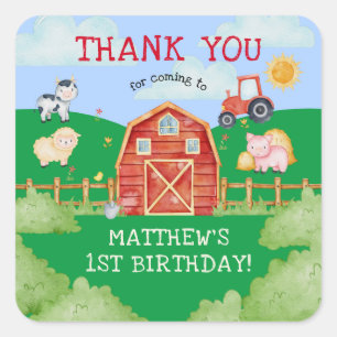 Niedliche Kid's Farm/Barn Yard Geburtstag Vielen D Quadratischer Aufkleber