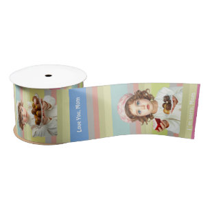 Niedliche Kids Gourmet-Pralinen gestreifter Text Satinband