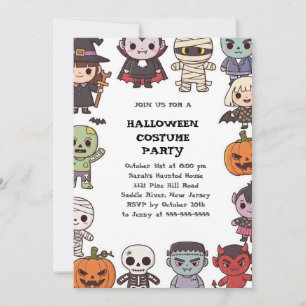 Niedliche Kids Halloween-Einladungs-Vorlage Cart Einladung