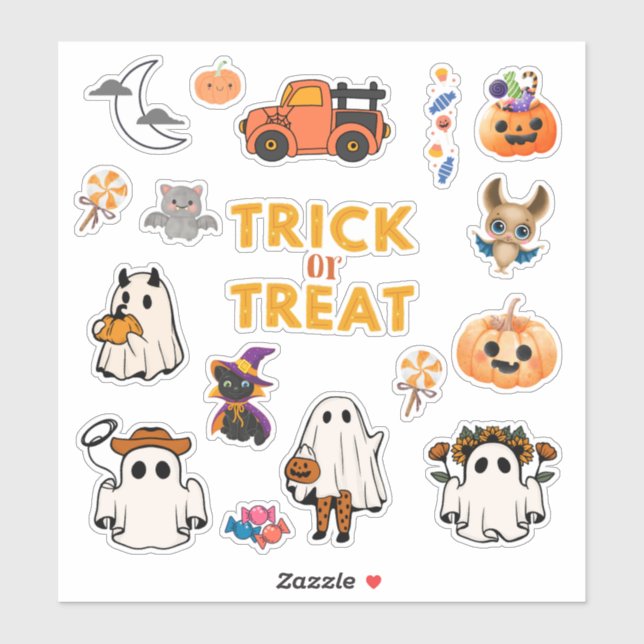 Niedliche Kid's Halloween Ghost Pumpkin Stickers Aufkleber (Blatt)