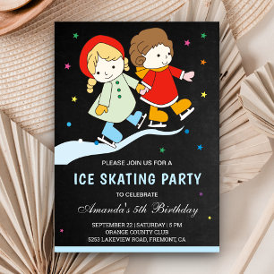 Niedliche Kids Ice Skaten Geburtstagsparty Einladung