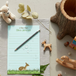 Niedliche Kid's Name Woodland Animal Lined Station Briefpapier