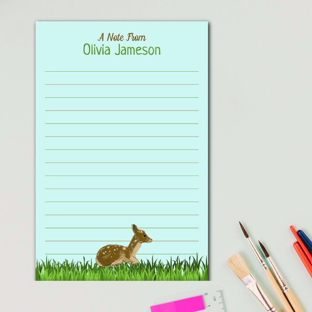 Niedliche Kid's Name Woodland Animal Lined Station Briefpapier (Cute Kid's Name Woodland Animal Lined Stationery)