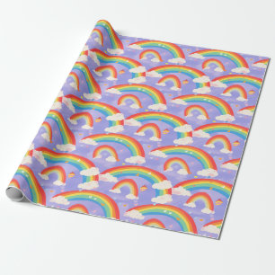 Niedliche Kids Rainbows und Wolken Wiederholungsmu Geschenkpapier