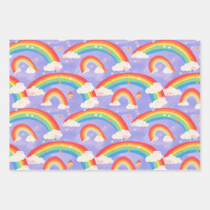 Niedliche Kids Rainbows und Wolken Wiederholungsmu Geschenkpapier Set
