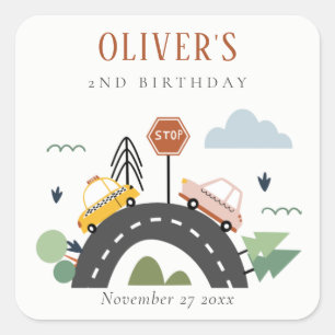 Niedliche Kids - Stadtautos für alle Altersgruppen Quadratischer Aufkleber