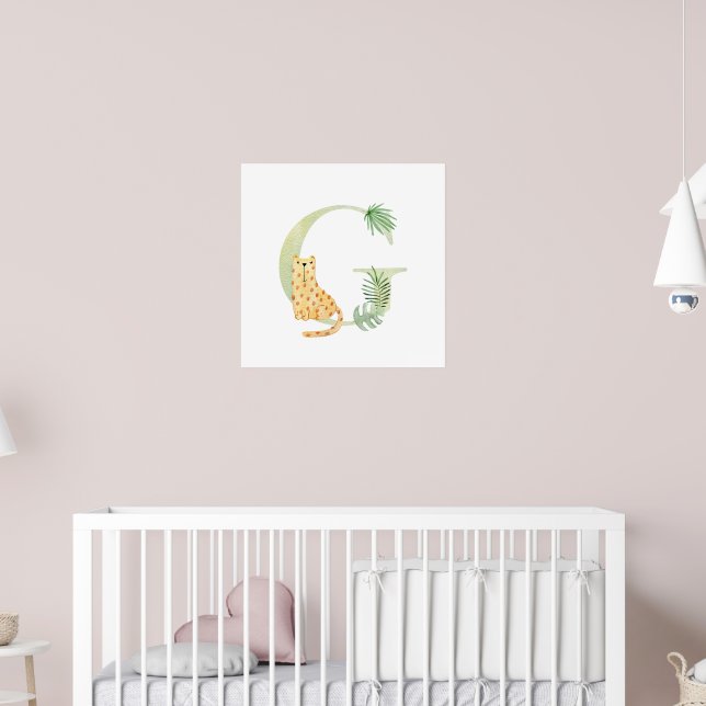 Niedliche Kids Tier LEOPARD Monogramm G Kinderzimm Poster (Kinderzimmer 2)