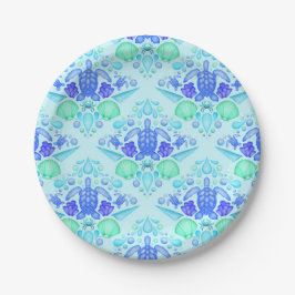 Niedliche Kids Tropical Blue Ocean Sea Turtle Pappteller
