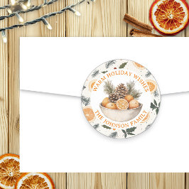 Niedliche Kiefernzapfen und Orangen Personalisiert Runder Aufkleber