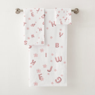 Niedliche Kinder ABC Alphabet Blume Kinderschule Badhandtuch Set