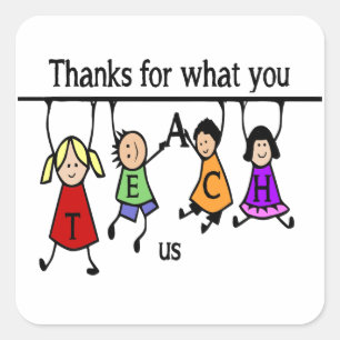 Niedliche Kinder Cartoon Rechtschreibunterricht fü Quadratischer Aufkleber