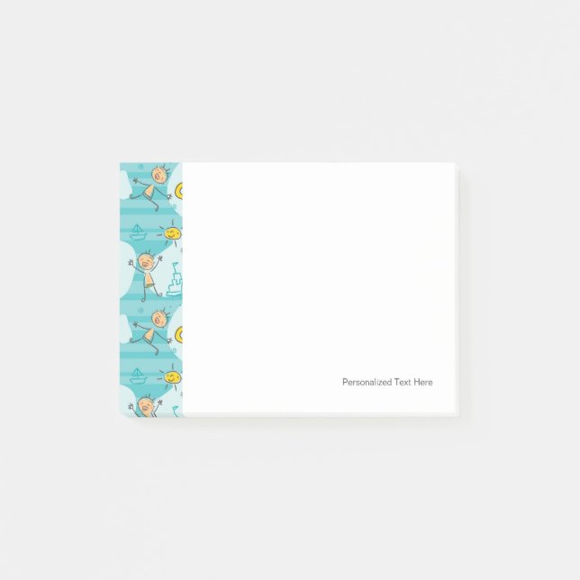 Niedliche Kinder, die am Strand spielen Post-it Klebezettel (Vorderseite)