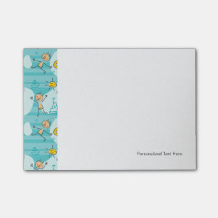 Niedliche Kinder, die am Strand spielen Post-it Klebezettel