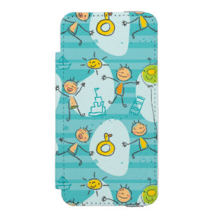 Niedliche Kinder, die auf dem Strandmuster spielen Incipio Watson™ iPhone 5 Geldbörsen Hülle