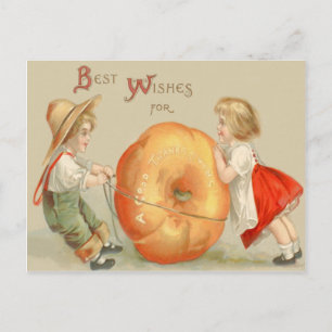 Niedliche Kinder, die Pumpkin Postkarte
