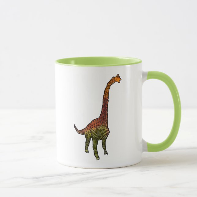 Niedliche Kinder Dinosaurier doodle Art Illustrati Tasse (Rechts)